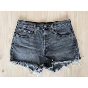 Levi's 501 Original Fit High-Rise Black Denim Button Fly Shorts - Size 28